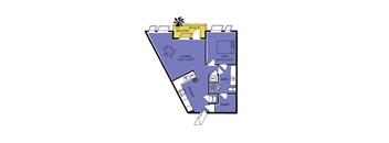 a floor plan of a 403 sq ft floor plan with a bedroom and a bathroom